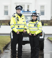Scot Squad. Image shows from L to R: PC Charlie McIntosh (Chris Forbes), PC Jane Mackay (Ashley Smith). Copyright: The Comedy Unit. Scot Squad. Image shows from L to R: PC Charlie McIntosh (Chris Forbes), PC Jane Mackay (Ashley Smith). Copyright: The Comedy Unit.
