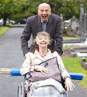 Shameless. Image shows from L to R: Trevor (Roger Sloman), Patty Croker (Valerie Lilley). Copyright: Company Pictures. Shameless. Image shows from L to R: Trevor (Roger Sloman), Patty Croker (Valerie Lilley). Copyright: Company Pictures.