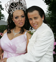 Star Stories. Image shows from L to R: Jordan (Daisy Beaumont), Peter Andre (Kevin Bishop). Copyright: Objective Productions. Star Stories. Image shows from L to R: Jordan (Daisy Beaumont), Peter Andre (Kevin Bishop). Copyright: Objective Productions.