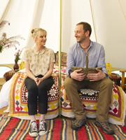 Starlings. Image shows from L to R: Jan (Lesley Sharp), Fergie (Steve Edge). Copyright: Baby Cow Productions. Starlings. Image shows from L to R: Jan (Lesley Sharp), Fergie (Steve Edge). Copyright: Baby Cow Productions.