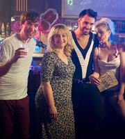 Stella. Image shows from L to R: Tom (Gruffudd Glyn), Stella (Ruth Jones), Rylan Clark-Neal, Nadine (Karen Paullada). Copyright: Tidy Productions. Stella. Image shows from L to R: Tom (Gruffudd Glyn), Stella (Ruth Jones), Rylan Clark-Neal, Nadine (Karen Paullada). Copyright: Tidy Productions.