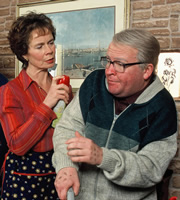 Still Game. Image shows from L to R: Mrs Begg (Celia Imrie), Winston Ingram (Paul Riley). Copyright: The Comedy Unit / Effingee Productions. Still Game. Image shows from L to R: Mrs Begg (Celia Imrie), Winston Ingram (Paul Riley). Copyright: The Comedy Unit / Effingee Productions.