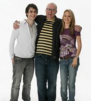 Teenage Kicks. Image shows from L to R: Max (Ed Coleman), Vernon (Adrian Edmondson), Milly (Laura Aikman). Copyright: Phil McIntyre Entertainment. Teenage Kicks. Image shows from L to R: Max (Ed Coleman), Vernon (Adrian Edmondson), Milly (Laura Aikman). Copyright: Phil McIntyre Entertainment.