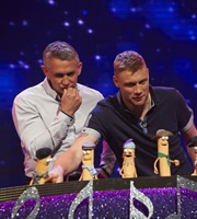 That Puppet Game Show. Image shows from L to R: Gary Lineker, Andrew Flintoff. Copyright: BBC. That Puppet Game Show. Image shows from L to R: Gary Lineker, Andrew Flintoff. Copyright: BBC.