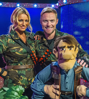 That Puppet Game Show. Image shows from L to R: Tess Daly, Ronan Keating. Copyright: BBC. That Puppet Game Show. Image shows from L to R: Tess Daly, Ronan Keating. Copyright: BBC.