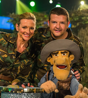 That Puppet Game Show. Image shows from L to R: Gabby Logan, Kevin Bridges. Copyright: BBC. That Puppet Game Show. Image shows from L to R: Gabby Logan, Kevin Bridges. Copyright: BBC.