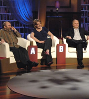 The Bubble. Image shows from L to R: Andy Hamilton, Sarah Millican, Clive Anderson. Copyright: Hat Trick Productions. The Bubble. Image shows from L to R: Andy Hamilton, Sarah Millican, Clive Anderson. Copyright: Hat Trick Productions.