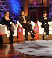 The Bubble. Image shows from L to R: Julia Hartley-Brewer, Marcus Brigstocke, Sue Perkins. Copyright: Hat Trick Productions. The Bubble. Image shows from L to R: Julia Hartley-Brewer, Marcus Brigstocke, Sue Perkins. Copyright: Hat Trick Productions.