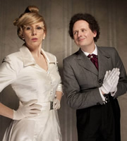 This Is Jinsy. Image shows from L to R: Roopina Crale (Catherine Tate), Maven (Justin Chubb). Copyright: The Welded Tandem Picture Company. This Is Jinsy. Image shows from L to R: Roopina Crale (Catherine Tate), Maven (Justin Chubb). Copyright: The Welded Tandem Picture Company.