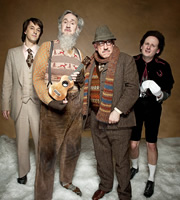This Is Jinsy. Image shows from L to R: Sporall (Chris Bran), Man With No Nameworm (Nigel Planer), Threcker (Simon Callow), Maven (Justin Chubb). Copyright: The Welded Tandem Picture Company. This Is Jinsy. Image shows from L to R: Sporall (Chris Bran), Man With No Nameworm (Nigel Planer), Threcker (Simon Callow), Maven (Justin Chubb). Copyright: The Welded Tandem Picture Company.