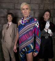 This Is Jinsy. Image shows from L to R: Sporall (Chris Bran), Mr Lovely (Stephen Mangan), Maven (Justin Chubb). Copyright: The Welded Tandem Picture Company. This Is Jinsy. Image shows from L to R: Sporall (Chris Bran), Mr Lovely (Stephen Mangan), Maven (Justin Chubb). Copyright: The Welded Tandem Picture Company.