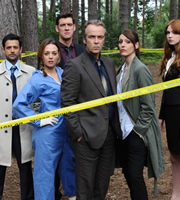 A Touch Of Cloth. Image shows from L to R: Asap Qureshi (Navin Chowdhry), Dr Natasha Sachet (Daisy Beaumont), Des Hairihan (Adrian Bower), Jack Cloth (John Hannah), Anne Oldman (Suranne Jones), DC Kerry Newblood (Karen Gillan). Copyright: Zeppotron. A Touch Of Cloth. Image shows from L to R: Asap Qureshi (Navin Chowdhry), Dr Natasha Sachet (Daisy Beaumont), Des Hairihan (Adrian Bower), Jack Cloth (John Hannah), Anne Oldman (Suranne Jones), DC Kerry Newblood (Karen Gillan). Copyright: Zeppotron.