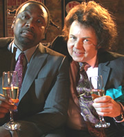 Trexx And Flipside. Image shows from L to R: DJ Resplendent (Reginald D Hunter), Mr Brilliance (Rich Fulcher). Copyright: Hanrahan Media. Trexx And Flipside. Image shows from L to R: DJ Resplendent (Reginald D Hunter), Mr Brilliance (Rich Fulcher). Copyright: Hanrahan Media.