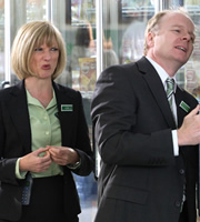 Trollied. Image shows from L to R: Julie (Jane Horrocks), Gavin (Jason Watkins). Copyright: Roughcut Television. Trollied. Image shows from L to R: Julie (Jane Horrocks), Gavin (Jason Watkins). Copyright: Roughcut Television.
