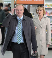 Trollied. Image shows from L to R: Gavin (Jason Watkins), Julie (Jane Horrocks). Copyright: Roughcut Television. Trollied. Image shows from L to R: Gavin (Jason Watkins), Julie (Jane Horrocks). Copyright: Roughcut Television.