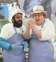 Trollied. Image shows from L to R: Ray (Adeel Akhtar), Dave (Danny Kirrane). Copyright: Roughcut Television. Trollied. Image shows from L to R: Ray (Adeel Akhtar), Dave (Danny Kirrane). Copyright: Roughcut Television.