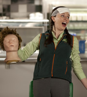 Trollied. Charlie (Aisling Bea). Copyright: Roughcut Television. Trollied. Charlie (Aisling Bea). Copyright: Roughcut Television.
