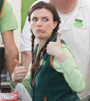 Trollied. Charlie (Aisling Bea). Copyright: Roughcut Television. Trollied. Charlie (Aisling Bea). Copyright: Roughcut Television.