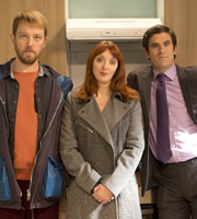 Trying Again. Image shows from L to R: Sam (Alun Cochrane), Gail (Elizabeth Berrington), Andrew (Dan Skinner). Copyright: Avalon Television. Trying Again. Image shows from L to R: Sam (Alun Cochrane), Gail (Elizabeth Berrington), Andrew (Dan Skinner). Copyright: Avalon Television.
