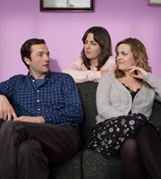 Trying Again. Image shows from L to R: Matt (Chris Addison), Paula (Katherine Jakeways), Meg (Jo Joyner). Copyright: Avalon Television. Trying Again. Image shows from L to R: Matt (Chris Addison), Paula (Katherine Jakeways), Meg (Jo Joyner). Copyright: Avalon Television.