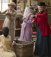 Up The Women. Image shows from L to R: Emily (Georgia Groome), Gwen (Vicki Pepperdine), Eva (Emma Pierson), Myrtle (Judy Parfitt). Copyright: BBC / Baby Cow Productions. Up The Women. Image shows from L to R: Emily (Georgia Groome), Gwen (Vicki Pepperdine), Eva (Emma Pierson), Myrtle (Judy Parfitt). Copyright: BBC / Baby Cow Productions.