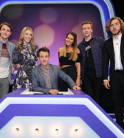 Virtually Famous. Image shows from L to R: Chris Stark, Katherine Ryan, Kevin McHale, Helen Flanagan, Joe Lycett, Seann Walsh. Copyright: Talkback / Hungry Bear Media. Virtually Famous. Image shows from L to R: Chris Stark, Katherine Ryan, Kevin McHale, Helen Flanagan, Joe Lycett, Seann Walsh. Copyright: Talkback / Hungry Bear Media.