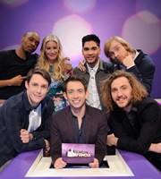 Virtually Famous. Image shows from L to R: Dane Baptiste, Chris Stark, Denise Van Outen, Kevin McHale, Louis Smith, Seann Walsh, Bobby Mair. Copyright: Talkback / Hungry Bear Media. Virtually Famous. Image shows from L to R: Dane Baptiste, Chris Stark, Denise Van Outen, Kevin McHale, Louis Smith, Seann Walsh, Bobby Mair. Copyright: Talkback / Hungry Bear Media.