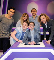Virtually Famous. Image shows from L to R: Russell Kane, Roisin Conaty, Chris Stark, Kevin McHale, Joe Swash, Seann Walsh. Copyright: Talkback / Hungry Bear Media. Virtually Famous. Image shows from L to R: Russell Kane, Roisin Conaty, Chris Stark, Kevin McHale, Joe Swash, Seann Walsh. Copyright: Talkback / Hungry Bear Media.