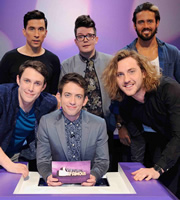 Virtually Famous. Image shows from L to R: Chris Stark, Russell Kane, Kevin McHale, David Morgan, Seann Walsh, Spencer Matthews. Copyright: Talkback / Hungry Bear Media. Virtually Famous. Image shows from L to R: Chris Stark, Russell Kane, Kevin McHale, David Morgan, Seann Walsh, Spencer Matthews. Copyright: Talkback / Hungry Bear Media.