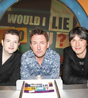 Would I Lie To You?. Image shows from L to R: Kevin Bridges, Lee Mack, Brian Cox. Copyright: Zeppotron. Would I Lie To You?. Image shows from L to R: Kevin Bridges, Lee Mack, Brian Cox. Copyright: Zeppotron.