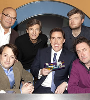Would I Lie To You?. Image shows from L to R: Gregg Wallace, David Mitchell, Nigel Havers, Rob Brydon, Charlie Brooker, Lee Mack. Copyright: Zeppotron. Would I Lie To You?. Image shows from L to R: Gregg Wallace, David Mitchell, Nigel Havers, Rob Brydon, Charlie Brooker, Lee Mack. Copyright: Zeppotron.