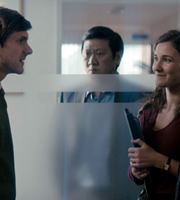 The Wrong Mans. Image shows from L to R: Sam (Mathew Baynton), Mr Lau (Benedict Wong), Lizzie (Sarah Solemani). Copyright: BBC / Hulu. The Wrong Mans. Image shows from L to R: Sam (Mathew Baynton), Mr Lau (Benedict Wong), Lizzie (Sarah Solemani). Copyright: BBC / Hulu.