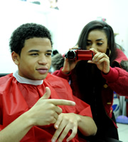 Youngers. Image shows from L to R: Jay (Calvin Demba), Davina (Shavani Seth). Copyright: Big Talk Productions. Youngers. Image shows from L to R: Jay (Calvin Demba), Davina (Shavani Seth). Copyright: Big Talk Productions.