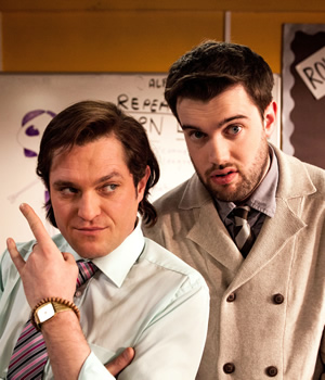 Bad Education. Image shows from L to R: Fraser (Mathew Horne), Alfie (Jack Whitehall). Copyright: Tiger Aspect Productions. Bad Education. Image shows from L to R: Fraser (Mathew Horne), Alfie (Jack Whitehall). Copyright: Tiger Aspect Productions.