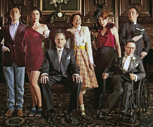 Bad Sugar. Image shows from L to R: Rolph Cauldwell (Peter Serafinowicz), Lucy Cauldwell (Sharon Horgan), Ralphfred Cauldwell (David Bradley), Joan Cauldwell (Olivia Colman), Daphne Cauldwell (Julia Davis), Greg (Reece Shearsmith), Rodrigo (Derek Riddell). Copyright: Tiger Aspect Productions. Bad Sugar. Image shows from L to R: Rolph Cauldwell (Peter Serafinowicz), Lucy Cauldwell (Sharon Horgan), Ralphfred Cauldwell (David Bradley), Joan Cauldwell (Olivia Colman), Daphne Cauldwell (Julia Davis), Greg (Reece Shearsmith), Rodrigo (Derek Riddell). Copyright: Tiger Aspect Productions.