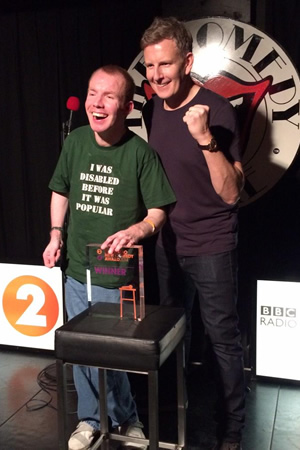 BBC New Comedy Award. Image shows from L to R: Lee Ridley, Patrick Kielty. Copyright: BBC. BBC New Comedy Award. Image shows from L to R: Lee Ridley, Patrick Kielty. Copyright: BBC.