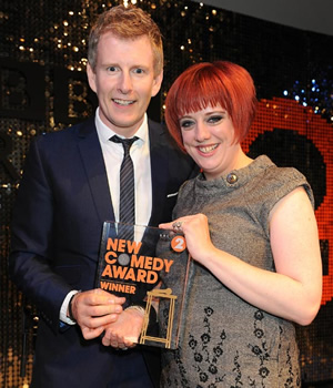 BBC New Comedy Award. Image shows from L to R: Patrick Kielty, Angela Barnes. Copyright: BBC. BBC New Comedy Award. Image shows from L to R: Patrick Kielty, Angela Barnes. Copyright: BBC.