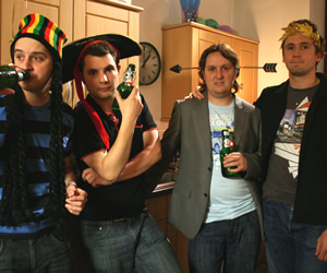 Cowards. Image shows from L to R: Lloyd Woolf, Stefan Golaszewski, Tim Key, Tom Basden. Copyright: Angel Eye Media. Cowards. Image shows from L to R: Lloyd Woolf, Stefan Golaszewski, Tim Key, Tom Basden. Copyright: Angel Eye Media.
