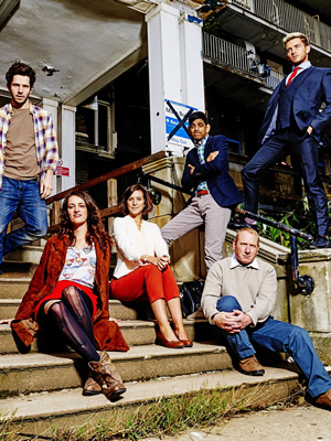 Crashing. Image shows from L to R: Anthony (Damien Molony), Lulu (Phoebe Waller-Bridge), Kate (Louise Ford), Fred (Amit Shah), Colin (Adrian Scarborough), Sam (Jonathan Bailey). Copyright: Big Talk Productions. Crashing. Image shows from L to R: Anthony (Damien Molony), Lulu (Phoebe Waller-Bridge), Kate (Louise Ford), Fred (Amit Shah), Colin (Adrian Scarborough), Sam (Jonathan Bailey). Copyright: Big Talk Productions.