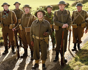 Dad's Army. Image shows from L to R: Private Frank Pike (Blake Harrison), Private Joe Walker (Daniel Mays), Corporal Jack Jones (Tom Courtenay), Captain George Mainwaring (Toby Jones), Private Frazer (Bill Paterson), Sergeant Arthur Wilson (Bill Nighy), Private Godfrey (Michael Gambon). Copyright: Universal Pictures / DJ Films. Dad's Army. Image shows from L to R: Private Frank Pike (Blake Harrison), Private Joe Walker (Daniel Mays), Corporal Jack Jones (Tom Courtenay), Captain George Mainwaring (Toby Jones), Private Frazer (Bill Paterson), Sergeant Arthur Wilson (Bill Nighy), Private Godfrey (Michael Gambon). Copyright: Universal Pictures / DJ Films.