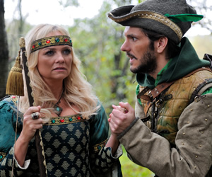 Drunk History. Image shows from L to R: Maid Marian (Emma Bunton), Robin Hood (Mathew Baynton). Copyright: Tiger Aspect Productions. Drunk History. Image shows from L to R: Maid Marian (Emma Bunton), Robin Hood (Mathew Baynton). Copyright: Tiger Aspect Productions.