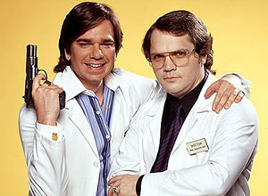 Garth Marenghi's Darkplace. Image shows from L to R: Todd Rivers / Dr. Lucien Sanchez (Matt Berry), Garth Marenghi / Dr. Rick Dagless M.D. (Matthew Holness). Copyright: Avalon Television. Garth Marenghi's Darkplace. Image shows from L to R: Todd Rivers / Dr. Lucien Sanchez (Matt Berry), Garth Marenghi / Dr. Rick Dagless M.D. (Matthew Holness). Copyright: Avalon Television.