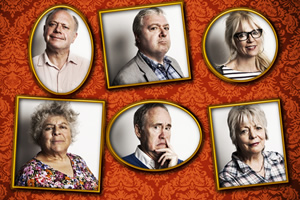 Gloomsbury. Image shows from L to R: Henry Mickleton (Jonathan Coy), Vera Sackcloth-Vest (Miriam Margolyes), DH Lollipop (John Sessions), Lionel Fox (Nigel Planer), Venus Traduces (Morwenna Banks), Ginny Fox (Alison Steadman). Copyright: Little Brother Productions. Gloomsbury. Image shows from L to R: Henry Mickleton (Jonathan Coy), Vera Sackcloth-Vest (Miriam Margolyes), DH Lollipop (John Sessions), Lionel Fox (Nigel Planer), Venus Traduces (Morwenna Banks), Ginny Fox (Alison Steadman). Copyright: Little Brother Productions.