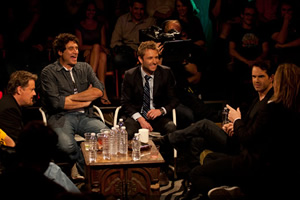 The Green Room. Image shows from L to R: Eddie Izzard, Paul Provenza, Chris Hardwick, Jimmy Carr, Tim Minchin. The Green Room. Image shows from L to R: Eddie Izzard, Paul Provenza, Chris Hardwick, Jimmy Carr, Tim Minchin.
