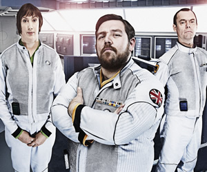 Hyperdrive. Image shows from L to R: Diplomatic Officer Teal (Miranda Hart), Commander Henderson (Nick Frost), First Officer York (Kevin Eldon). Hyperdrive. Image shows from L to R: Diplomatic Officer Teal (Miranda Hart), Commander Henderson (Nick Frost), First Officer York (Kevin Eldon).