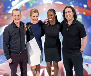 I Love My Country. Image shows from L to R: Frank Skinner, Gabby Logan, Jamelia, Micky Flanagan. Copyright: Avalon Television / Talpa. I Love My Country. Image shows from L to R: Frank Skinner, Gabby Logan, Jamelia, Micky Flanagan. Copyright: Avalon Television / Talpa.