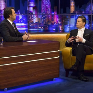 The Jonathan Ross Show. Image shows from L to R: Jonathan Ross, Lee Evans. Copyright: Hot Sauce / ITV Studios. The Jonathan Ross Show. Image shows from L to R: Jonathan Ross, Lee Evans. Copyright: Hot Sauce / ITV Studios.