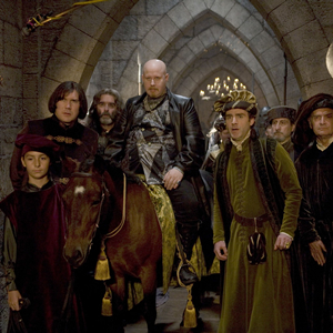 Kröd Mändoon And The Flaming Sword Of Fire. Image shows from L to R: Barnabus (Alex Macqueen), Chancellor Dongalor (Matt Lucas), Lord Vanameer (Orlando Seale). Copyright: Hat Trick Productions / Comedy Central. Kröd Mändoon And The Flaming Sword Of Fire. Image shows from L to R: Barnabus (Alex Macqueen), Chancellor Dongalor (Matt Lucas), Lord Vanameer (Orlando Seale). Copyright: Hat Trick Productions / Comedy Central.