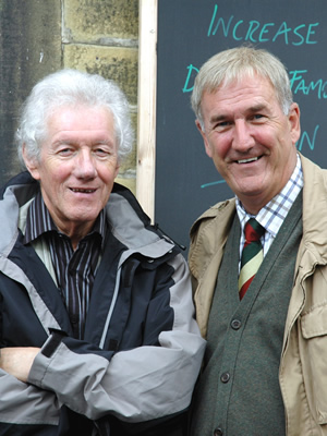 Image shows from L to R: Roy Clarke, Russ Abbot. Image shows from L to R: Roy Clarke, Russ Abbot.