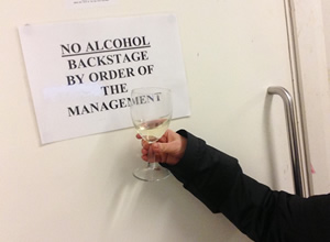 Lucy Porter being naughty. No alcohol backstage!.